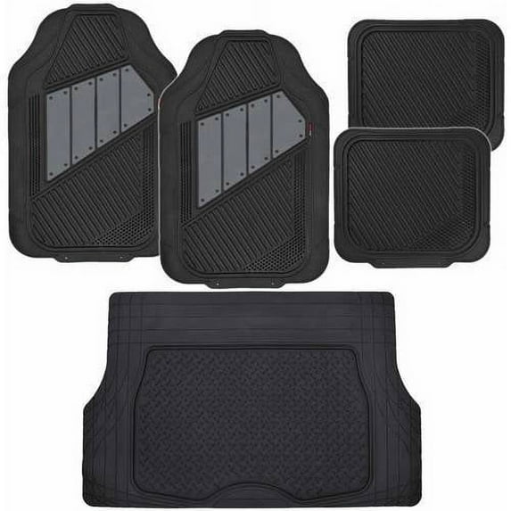Motor Trend FlexTough Car Floor Mats, 2-Tone Colors Heavy Duty Rubber with Cargo Trunk Mat