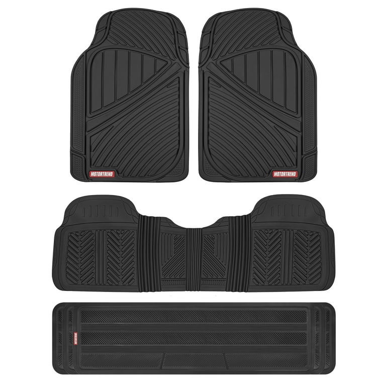 Motor Trend FlexTough Car Floor Mats 3 Rows Odorless EcoClean Liners 3 Colors Black