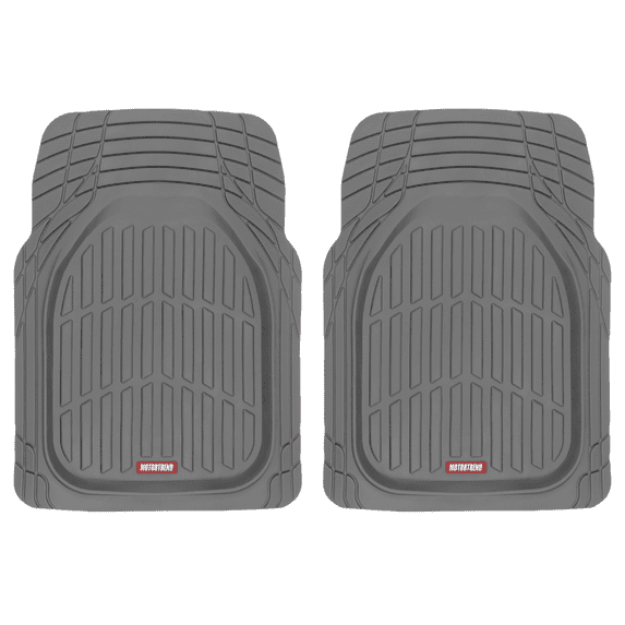 Motor Trend FlexTough Deep Dish Front Rubber Car Mats, 2-Piece Universal Trim-to-Fit, Heavy Duty All-Weather Auto Liners, for Car Truck SUV Van, Gray