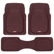 MOTOR TREND & BDK Heavy Duty Gray Rubber Car Mats Full Set - Universal Trim-To-Fit All Weather Floor Mats - Floor Mats for Car Accessories - Front & Back Interior Floor Mats for Truck Accessories
