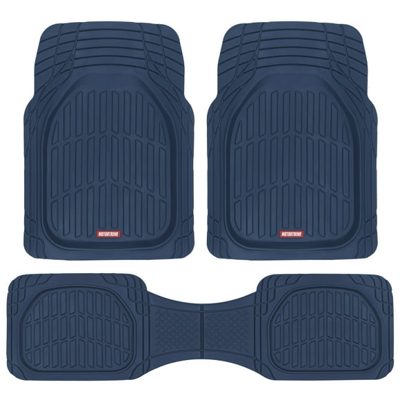 BDK Heavy Duty Blue Rubber Car Mats Full Set - Universal Trim-To-Fit All Weather Floor Mats - Floor Mats for Car Accessories - Front & Back Interior Floor Mats for Truck Accessories