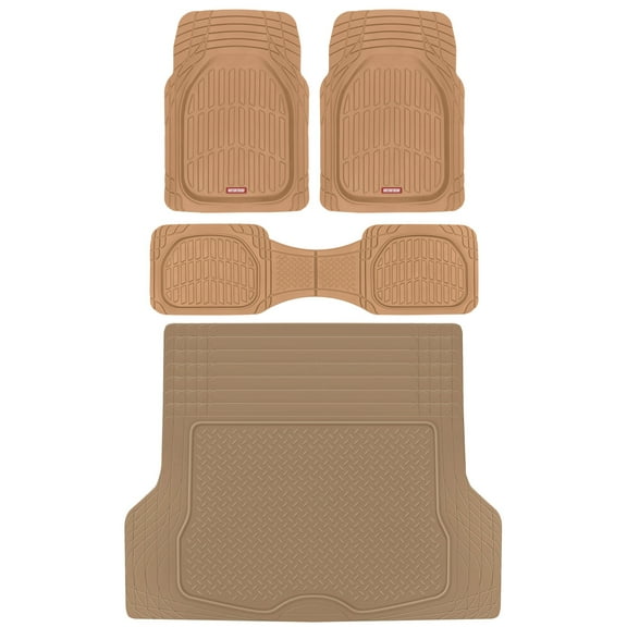 Motor Trend FlexTough™ Deep Dish Contours Rubber Car Floor Mats with Trunk Mat Cargo Liner, Front & Rear Combo Set fits Most Car SUV Van Coupe Sedan, Heavy Duty All Weather Trim To Fit