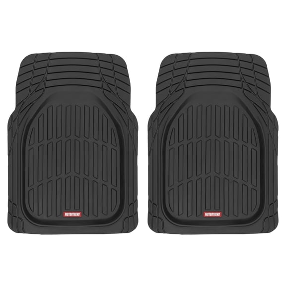 Motor Trend FlexTough Deep Dish Front Rubber Car Mats, 2-Piece Universal Trim-to-Fit, Heavy Duty All-Weather Auto Liners, for Car Truck SUV Van, Black