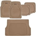 thumbnail image 1 of Motor Trend FlexTough Deep Dish Heavy Duty Rubber Floor Mats & Cargo Liner For Trunk All Weather (Beige) - Complete Coverage Set, 1 of 9