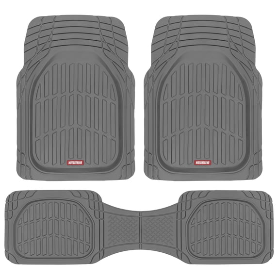 Motor Trend FlexTough Deep Dish Rubber Car Floor Mats, Heavy Duty All-Weather Set, Trim-to-Fit Anti-Slip Contour Liners, for Car SUV Truck Van, Gray