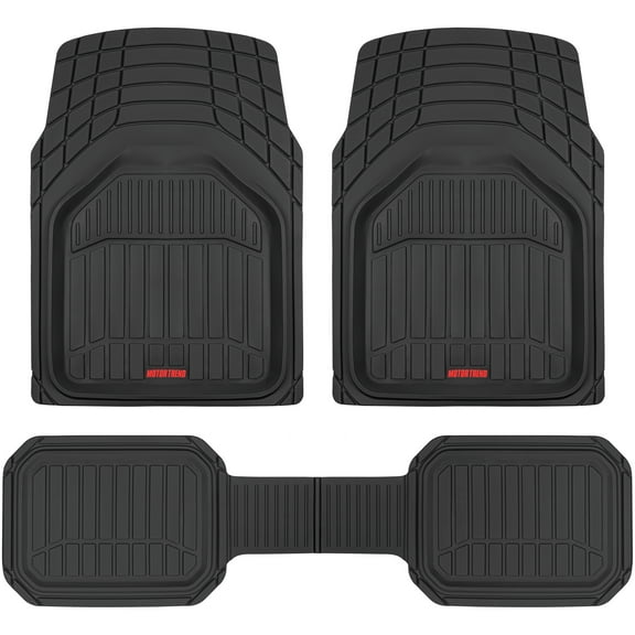 Motor Trend 943-BK FlexTough Defender Car Floor Mats -Next Generation Deep Dish Heavy Duty Contour Liners for Car SUV Truck & Van-All Weather Protection, Trim to Fit Most Vehicles Black
