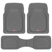 MOTOR TREND & BDK Heavy Duty Gray Rubber Car Mats Full Set - Universal Trim-To-Fit All Weather Floor Mats - Floor Mats for Car Accessories - Front & Back Interior Floor Mats for Truck Accessories