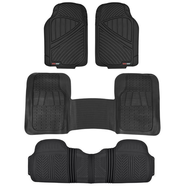 Motor Trend FlexTough Floor Mats for Car SUV and Van 3 Rows, Odorless EcoClean Liners, 3 Colors