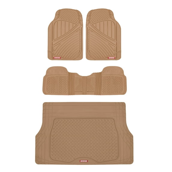 Motor Trend FlexTough Floor Mats for Car SUV and Van with Cargo Trunk Mat, Odorless EcoClean Liners, 3 Colors