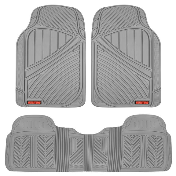 MOTOR TREND & BDK Heavy Duty Gray Rubber Car Mats Full Set - Universal Trim-To-Fit All Weather Floor Mats - Floor Mats for Car Accessories - Front & Back Interior Floor Mats for Truck Accessories