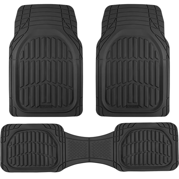 Motor Trend FlexTough LITE Rubber Car Mats Full Set - All Weather Floor Mats for Trucks, Cars & SUVs - Automotive Waterproof Black Car Floor Mats For Cars Interior Accessories Universal Trim-to-Fit