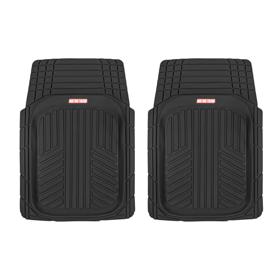 Motor Trend FlexTough Plus 2 Piece Front Car Floor Mats, Black Deep Dish Contour Liners, Heavy Duty Rubber Floor Mats for Car SUV Truck & Van, All Weather Protection, Universal Fit, Trim to Fit