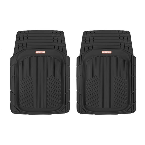 Motor Trend FlexTough Plus-2 Piece Front Car Floor Mats- Black Contour Liners-Deep Dish Heavy Duty Rubber Floor Mats for Car SUV Truck & Van-All Weather Protection, Universal Trim to Fit