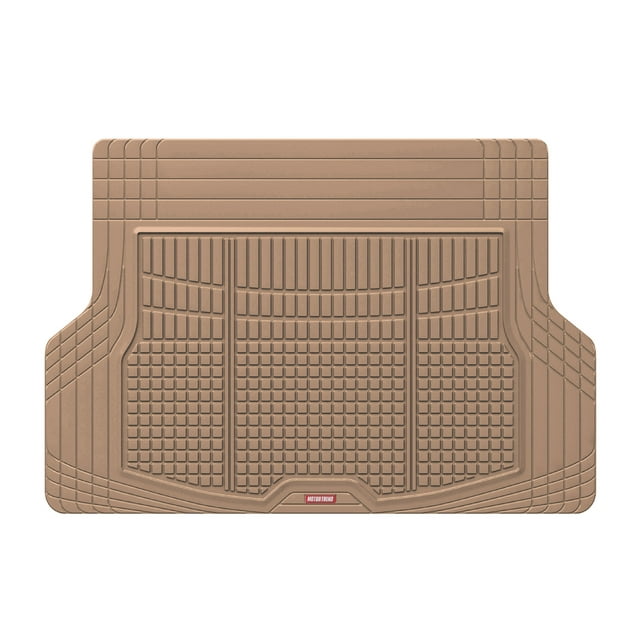 Motor Trend FlexTough Rear Cargo Mat - Heavy-Duty Trimmable Car Trunk Mat for Back of SUV, Universal Rear Cargo Liner for SUV, Flexible Trunk Liner, Automotive Floor Mats & Cargo Liners (Beige)