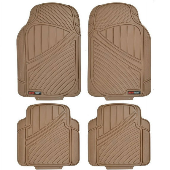Motor Trend FlexTough Standard, 4-Piece Heavy-Duty Rubber Car Floor Mats, Black