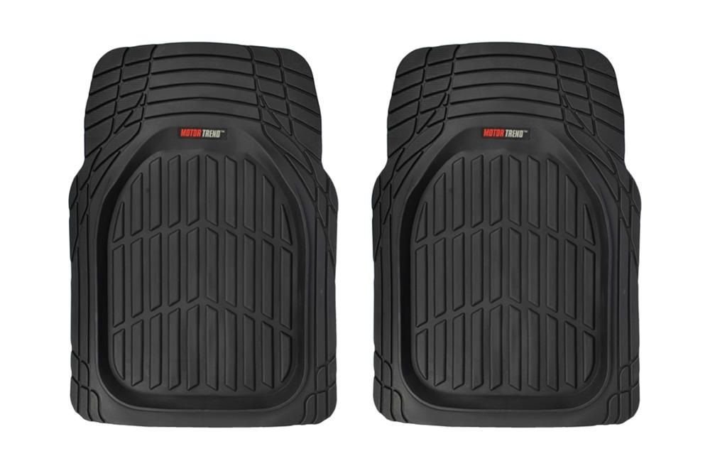 Motor Trend Front Car Floor Mats, 2-Piece FlexTough Rubber Protection,  Black Beige Gray
