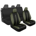 thumbnail image 1 of Motor Trend Front & Rear Car Seat Covers Full Set - Green Cloth Bucket Seat Covers for Front Seats + Waterproof Rear Split Bench Cover - Universal Fit for Car Truck SUV Van Interior Protection, 1 of 7