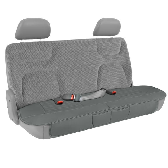 Motor Trend Gray Faux Leather Rear Bench Car Seat Cover for Trucks SUV, Padded Car Seat Protector Cushion