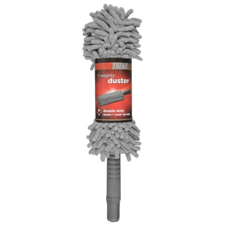 Motor Trend Gray Mighty Duster - Double Duty Car Duster & Mesh Sponge for Cleaning & Brushing