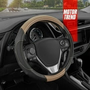 Motor Trend GripDrive Carbon Fiber Series - Steering Wheel Cover for Car & SUV - Synthetic Leather Comfort Grip Handles