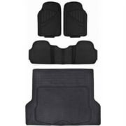 Motor Trend Heavu Duty Floor Mats for Car SUV Truck with Cargo Trunk Mat, 100 Percent Odorless, Clean Rubber, Black Beige Gray