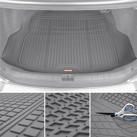 Motor Trend Heavy Duty FlexTough, All Weather Protection, Trunk Floor Mat, Fits Various Cars - Black