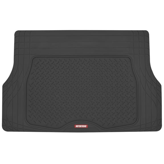Motor Trend Heavy Duty Utility Cargo Liner Floor Mats for Car Truck SUV, Trimmable to Fit Trunk, All Weather Protection Black 31.5" x 50" BK