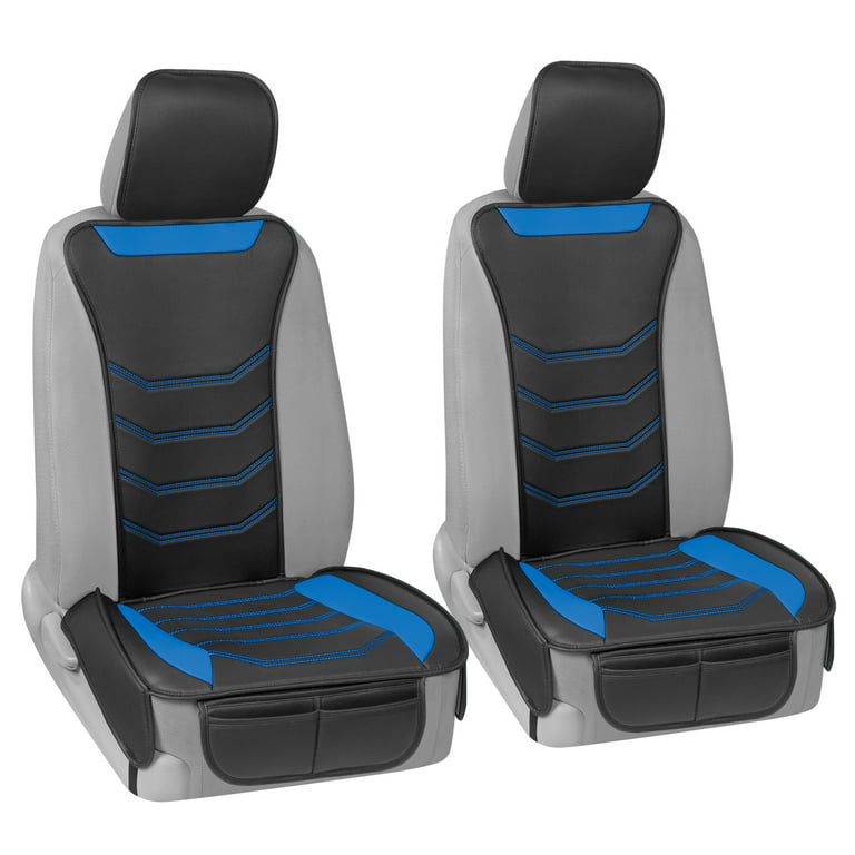Motor Trend LuxeFit Blue Seat Covers for Cars Trucks Van SUV 2 Pack