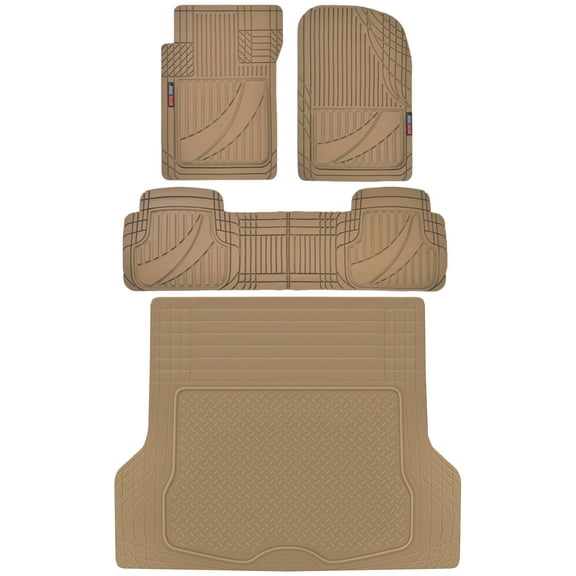 Motor Trend MT-793 Premium FlexTough Advanced Performance Rubber Car Floor Mats, Universal Front & Rear Combo Set with Trunk Cargo Mat Liner for Car Sedan SUV Van, Heavy Duty All Weather Trim To Fit