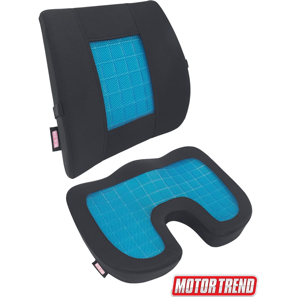 Motor Trend MTCG-100+110 Lumbar Support Cushion + Cooling Seat Cushion with Memory Foam - Made with Orthopedic Fill for Maximum Comfort & Back Pain Relief - Perfect for Car and Office Chairs
