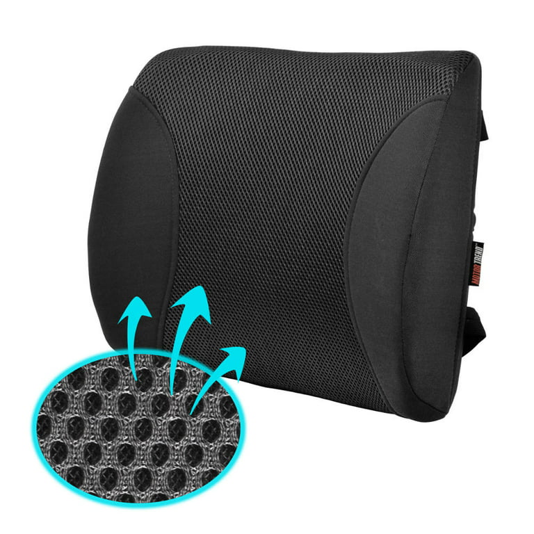 Motor Trend MeshBreeze Lumbar Back Support Pillow Car Seat Cushion (Black)  