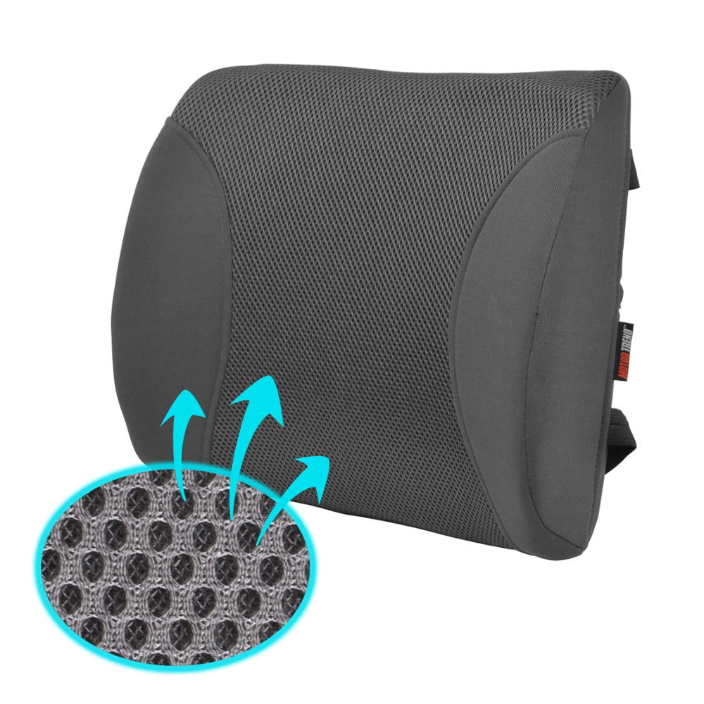 Motor Trend MeshBreeze Lumbar Back Support Pillow Car Seat Cushion (Black)  