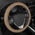 thumbnail image 1 of Motor Trend Odorless Beige Classic Stitch Perforated Simulated Leather Steering Wheel Cover for Car SUV Van & Truck, 1 of 6
