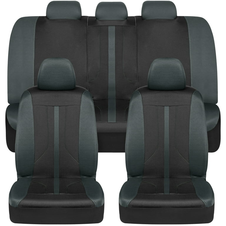 Motor Trend Black Faux Leather Rear Bench Car Seat Cover for Trucks SUV, Padded  Car Seat Protector Cushion 