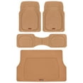 thumbnail image 1 of Motor Trend Original FlexTough Beige Rubber Car Floor Mats with Trunk Cargo Liner - All Weather Automotive Floor Mats, Heavy Duty Trim to Fit Design, Floor Liners for Cars Truck Van SUV, 1 of 10