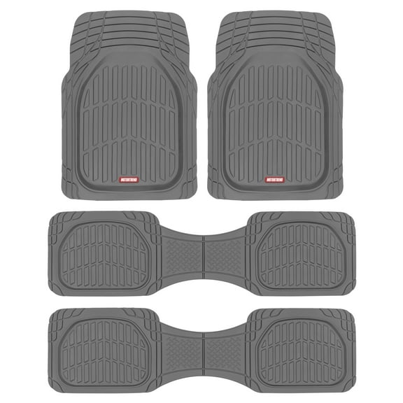 Motor Trend Original FlexTough Gray Rubber Car Floor Mats for 3 Row Vehicles, Front & Rear 2nd Row Deep Dish All Weather Automotive Heavy Duty Trim to Fit, Automotive Liners for Cars Truck Van SUV