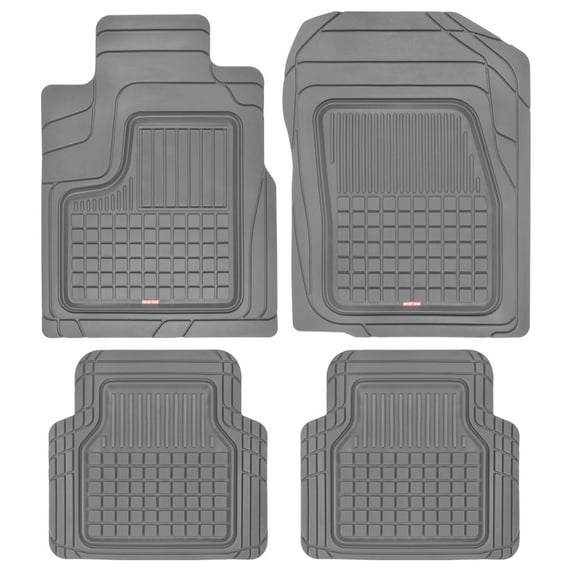Motor Trend Performance Plus Rubber Car Floor Mats - Heavy Duty Semi-Custom All-Weather Liners - 4pc Set