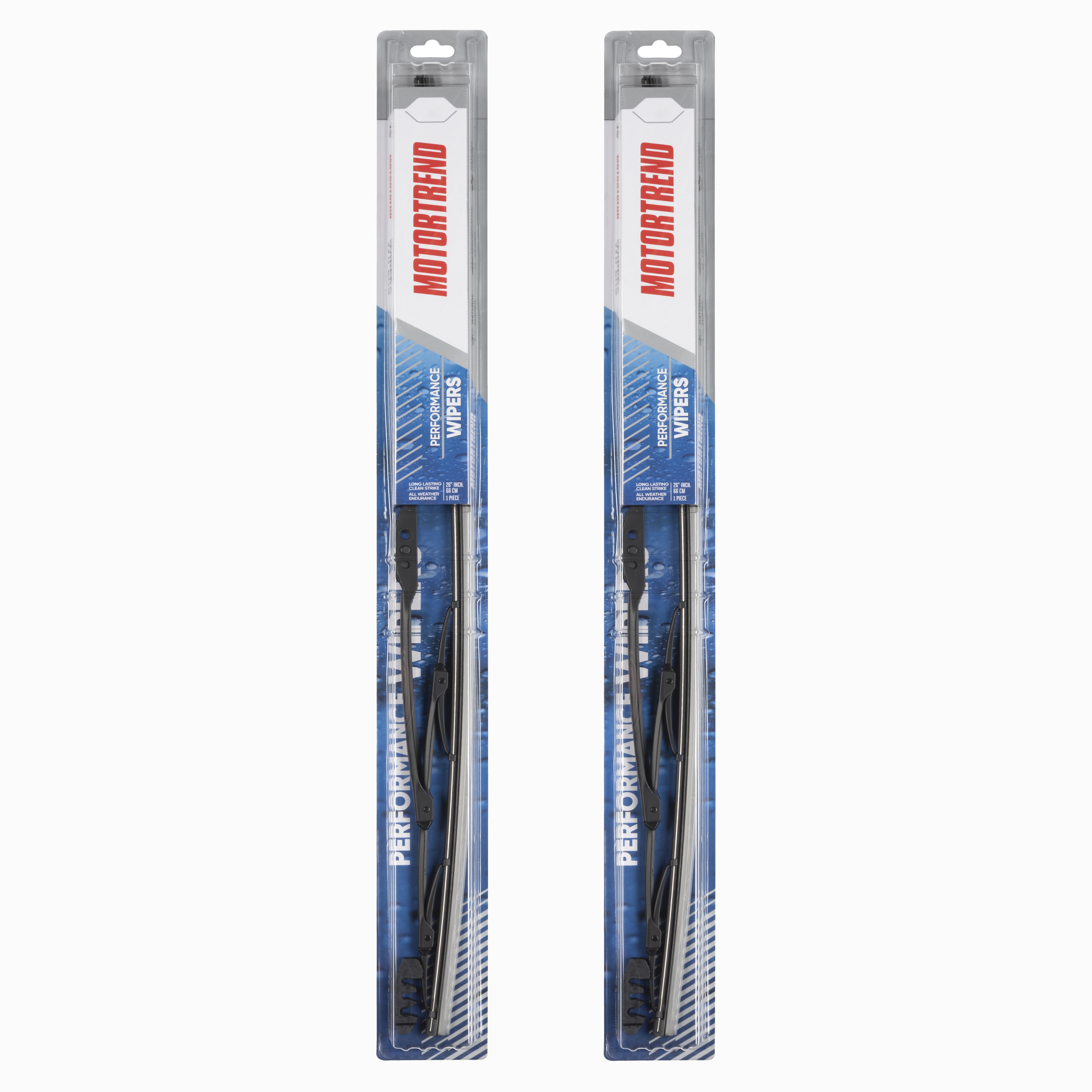 Motor Trend Precision Engineered Wiper Blade - High Performance Aerodynamic Blade Wipes Up Every Drop of Water - Silent, Durable, and Streak-Free (20 + 26 Inch) 2 Pack