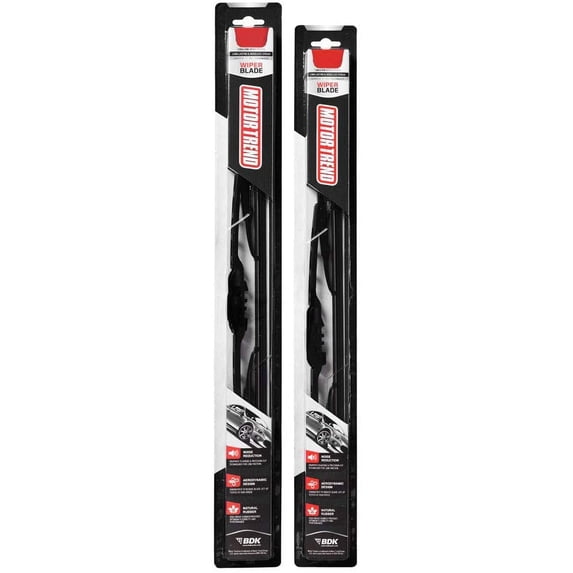 Motor Trend Precision Engineered Wiper Blade - High Performance Aerodynamic Blade Wipes Up Every Drop of Water - Silent, Durable, and Streak-Free (22 + 24 Inch) 2 Pack