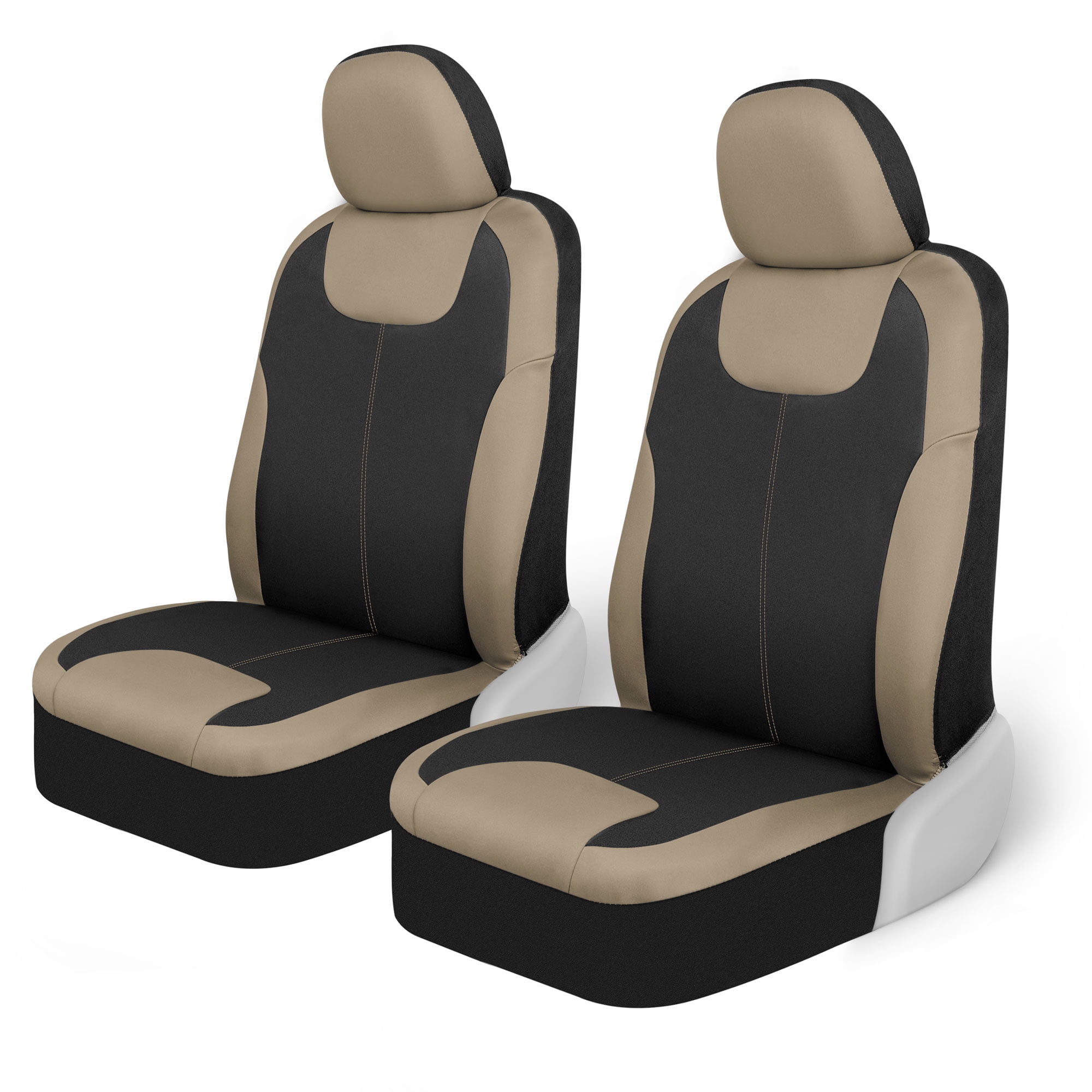 Motor Trend Premium Waterpoof Car Seat Covers for Front Seats, Beige - Universal Fit Car Truck Van SUV