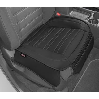 Motor Trend Faux Leather Single Front Car Seat Cover, With Storage Pockets, Bottom Cushion Auto Protector, Universal for Car Truck SUV Van, Black