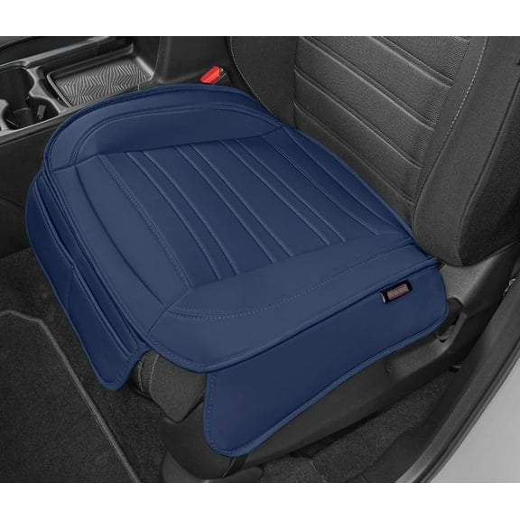 Motor Trend Faux Leather Front Seat Cover for Cars - (1) Blue Front Car Seat Covers for SUV & Truck with Storage Pockets - Automotive Car Seats Cover Protector - For Bottom Cushion Coverage Only