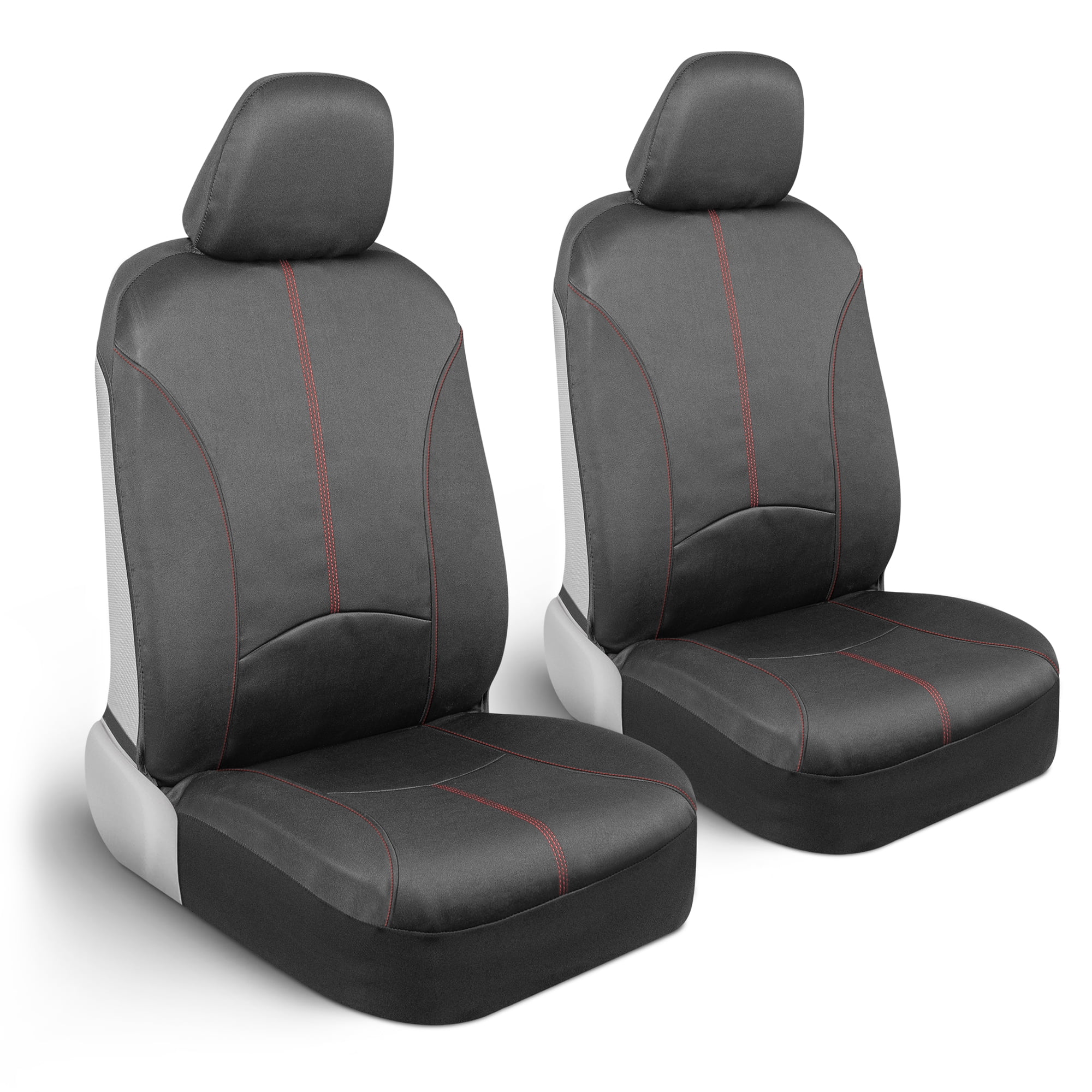 Motor Trend SpillGuard Waterproof Seat Covers for Cars Trucks SUV, 2-Pack Neoprene Car Seat Protectors with Red Stitching