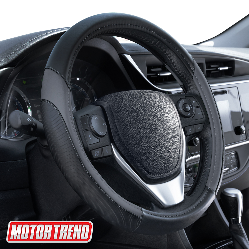 Motor Trend SportDrive Faux Leather Steering Wheel Cover, Black