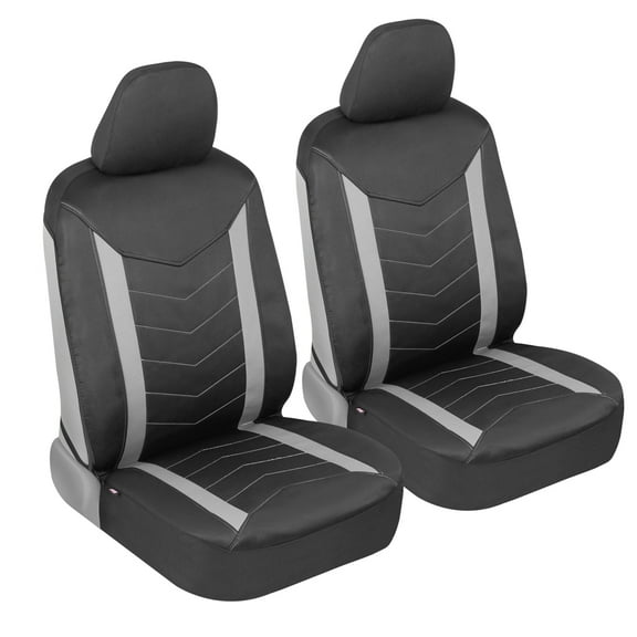 Motor Trend Stitched Waterproof Car Seat Covers for Front Seats, Black & Gray - Universal Fit for Car Truck Van SUV
