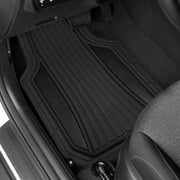 Motor Trend Two Tone Shield Black and Gloss Black Car Floor Mats - Durable Rubber Mats for Enhanced Interior Protection