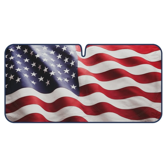 Motor Trend USA Americana Flag Car Windshield Sun Shade, Foldable Car Windshield Sun Shade, Vehicle Sun Shade Windshield, Sunshade for Car Windshield Front Window SUV Truck (Large 69" x 35")