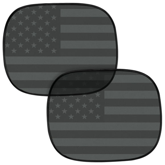 Motor Trend USA Black American Flag Car Window Shades, 2-Pack (18” x 14”) - Car Window Covers Block Heat and Glare, Ideal Car Window Shade for Baby Pets Kids Travel, Car Window Shades for Side Window