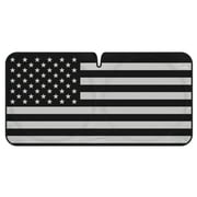 Motor Trend USA Black American Flag Car Windshield Sun Shade, Foldable Car Windshield Sun Shade, Vehicle Sun Shade Windshield, Sunshade for Car Windshield Front Window SUV Truck (Large 69" x 35")