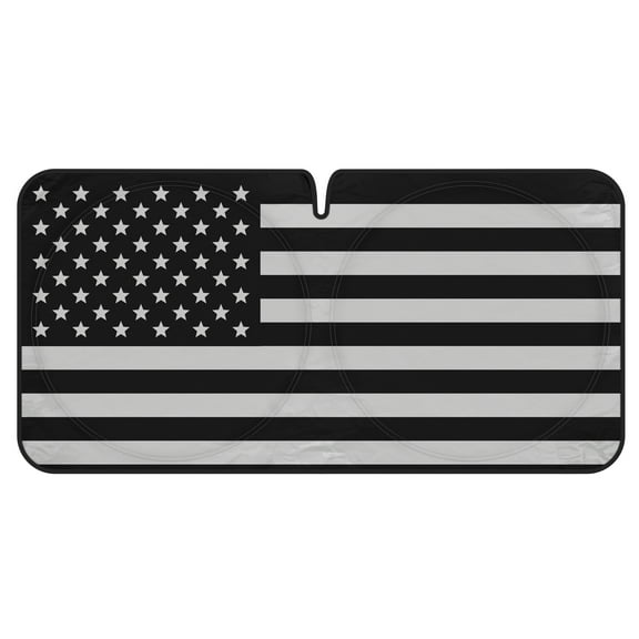 Motor Trend USA Black American Flag Car Windshield Sun Shade, Foldable Car Windshield Sun Shade, Vehicle Sun Shade Windshield, Sunshade for Car Windshield Front Window SUV Truck (Large 69" x 35")
